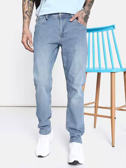 Men Slim Fit Light Fade Stretchable Jeans