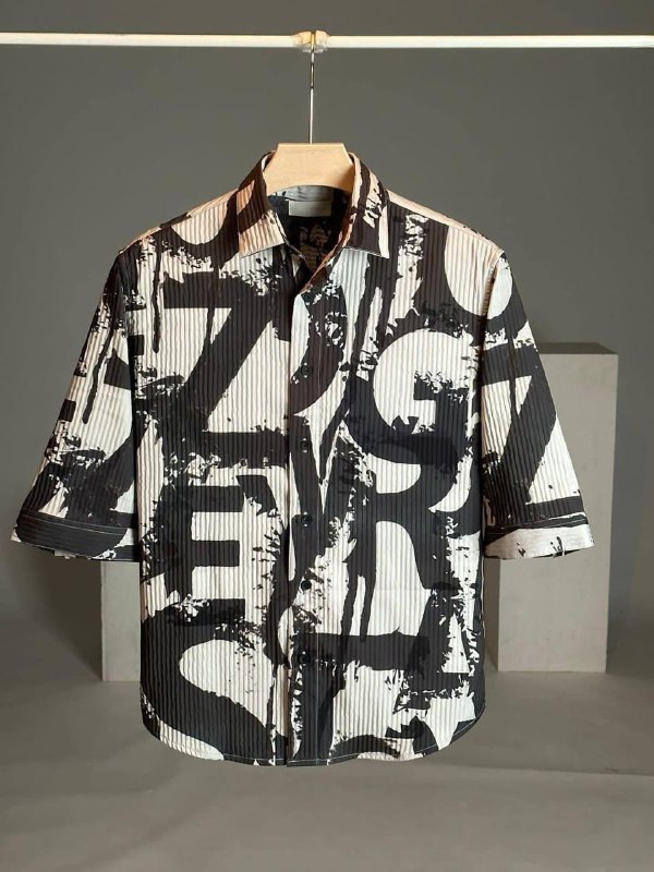 Black Fancy Abstract Printed Shirt For Men